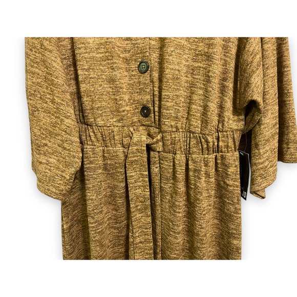 Sami & Jo Heathered Brown Tan Gold Drop Sleeve Elastic Waist Collar Dress Sz 2X - Picture 4 of 10